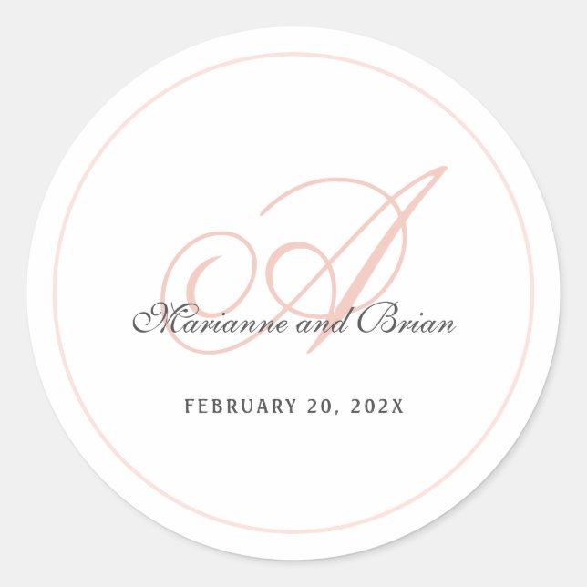 Sticker Rond Monogramme rose et blanc (Devant)