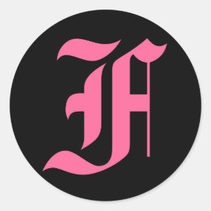 Sticker Rond Monogramme rose F