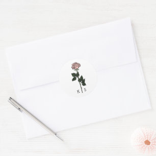 Sticker Rond Monogramme rose minimaliste Mariage