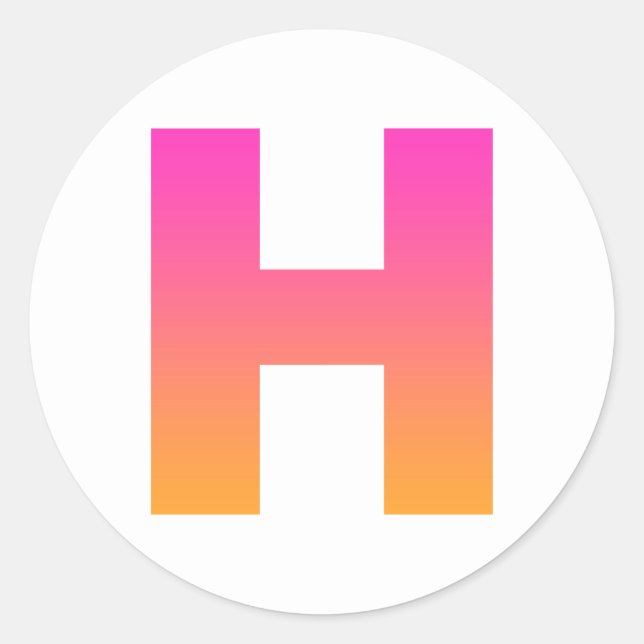 Sticker Rond Monogramme rose orange H (Devant)