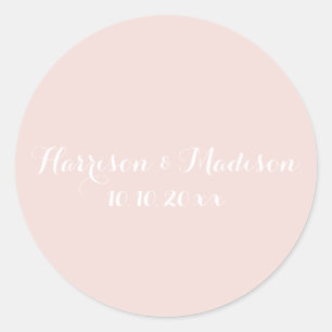 Sticker Rond Monogramme rose pâle faveurs de mariage personnali