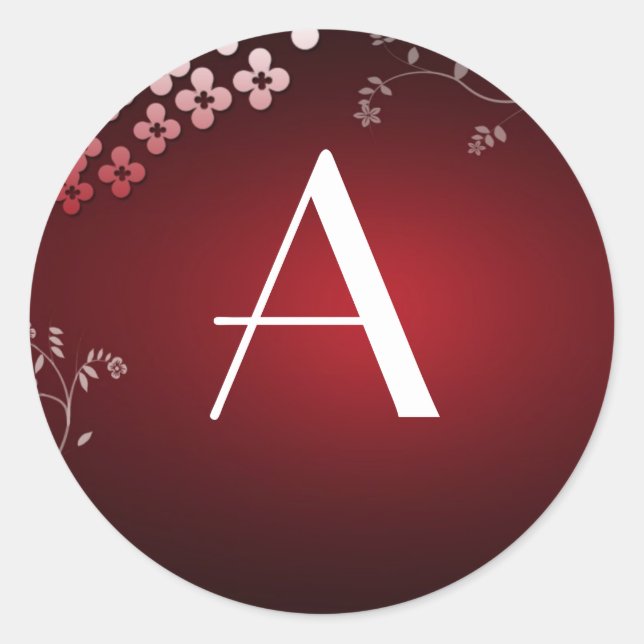 Sticker Rond Monogramme rouge foncé (Devant)