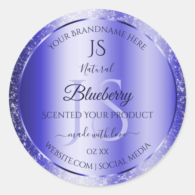 Sticker Rond Monogramme Royal Blue Soft Parties scintillant pro (Devant)
