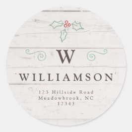 Sticker Rond Monogramme rustique Mistletoe Ferme Adresse de ret