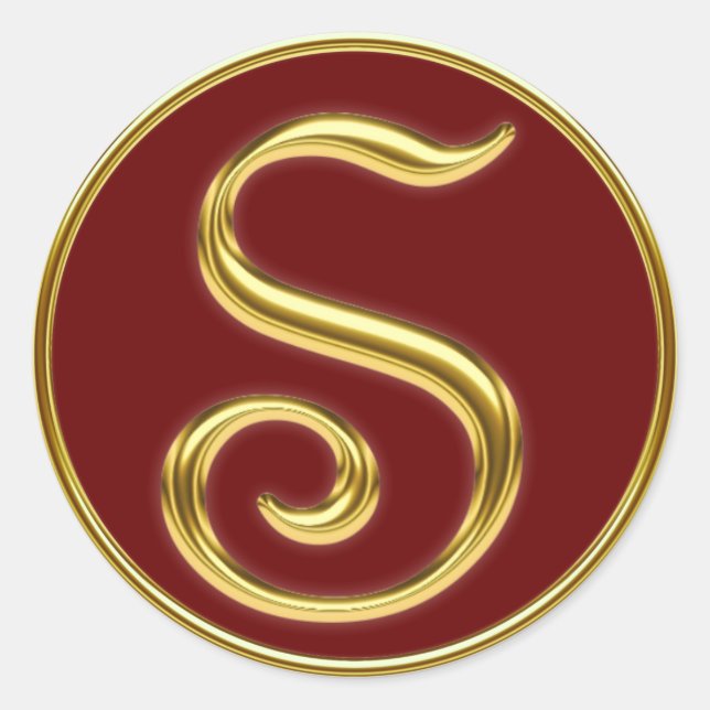 Sticker Rond Monogramme S en or 3D (Devant)