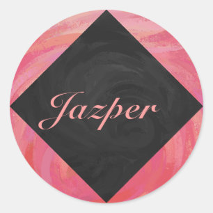 Sticker Rond Monogramme Saumon
