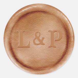 Sticker Rond Monogramme Sceau de cire Mariage original en cuivr