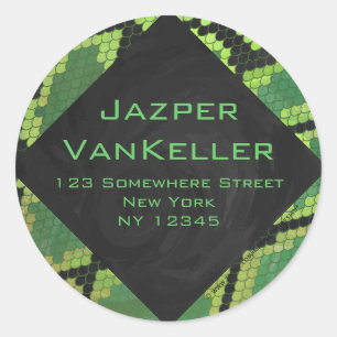 Sticker Rond Monogramme Serpent vert et noir