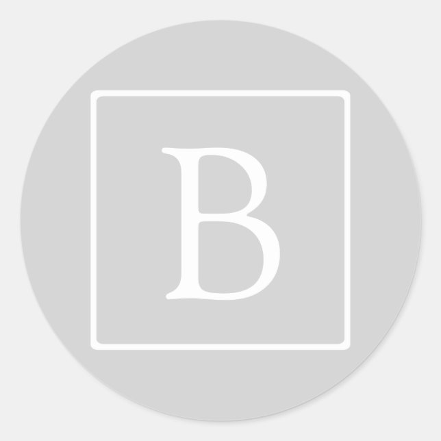 Sticker Rond Monogramme simple gris clair (Devant)
