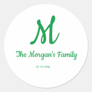 Sticker Rond monogramme simple personnalisé ajouter votre nom m