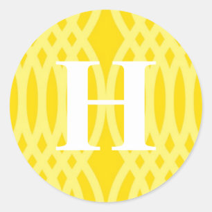 Sticker Rond Monogramme tissé fleuri - lettre H