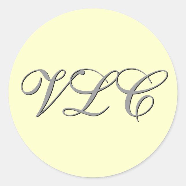 Sticker Rond Monogramme Trois bâton crème et gris (Devant)