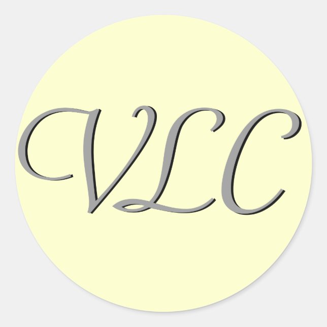 Sticker Rond Monogramme Trois bâton crème et gris (Devant)