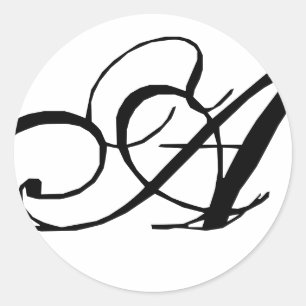 Sticker Rond Monogramme Un Sceau Mariage