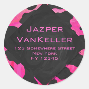 Sticker Rond Monogramme vache rose chaud et noir