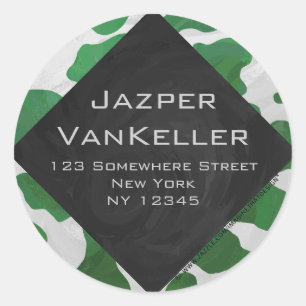 Sticker Rond Monogramme vert et blanc de vache