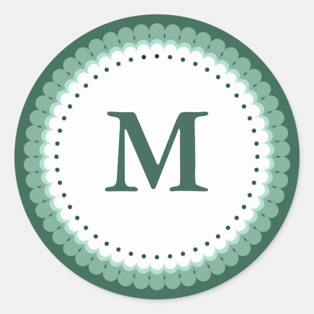 Sticker Rond Monogramme vert personnalisé (Devant)
