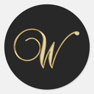 Sticker Rond Monogramme W or orné