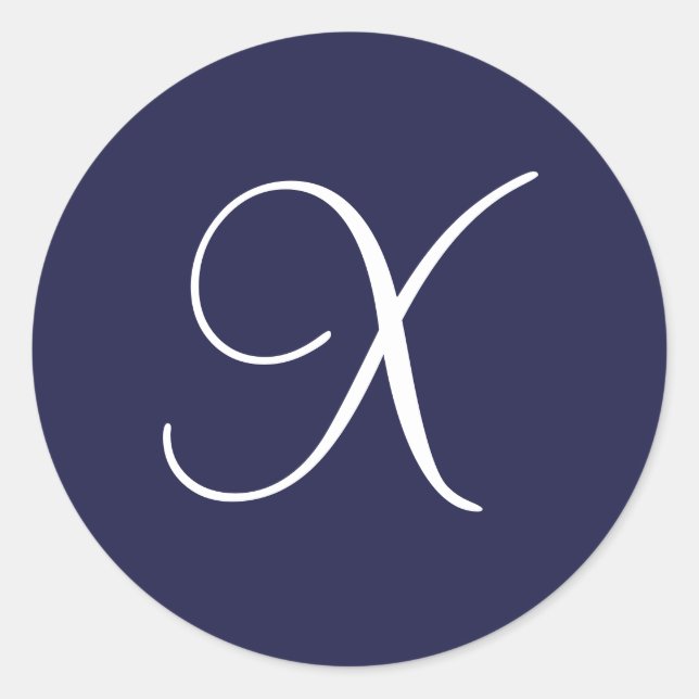 Sticker Rond Monogramme X, blanc sur bleu marine, (Devant)