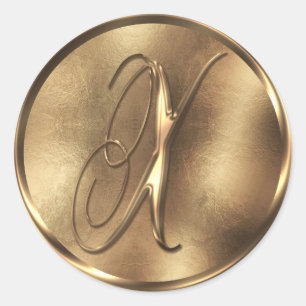 Sticker Rond Monogramme X Faire-part de mariage de bronze