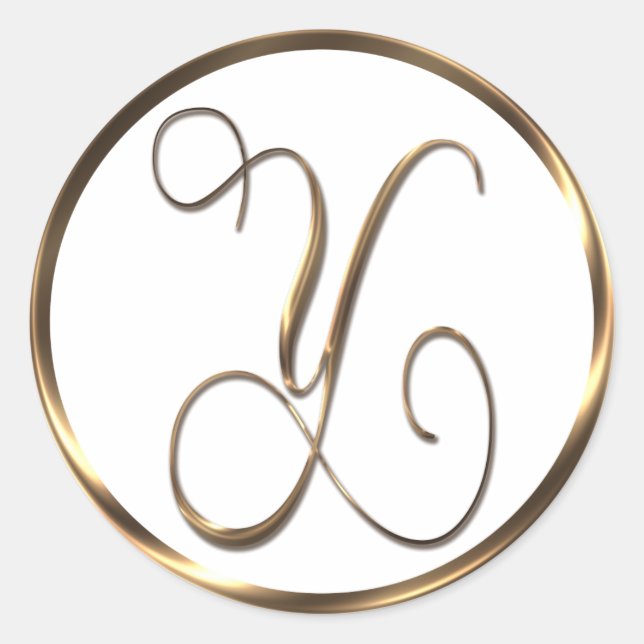 Sticker Rond Monogramme Y Faux Bronze (Devant)