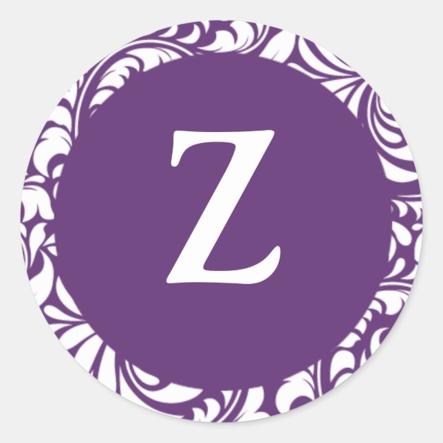 Sticker Rond Monogramme Z Couleur Plum Thème Mariage Monogramme (Devant)