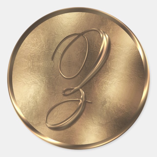 Sticker Rond Monogramme Z Faire-part de mariage de bronze (Devant)