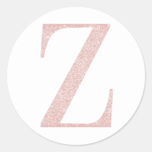 Sticker Rond Monogramme Z pailleté or rose pâle féminin