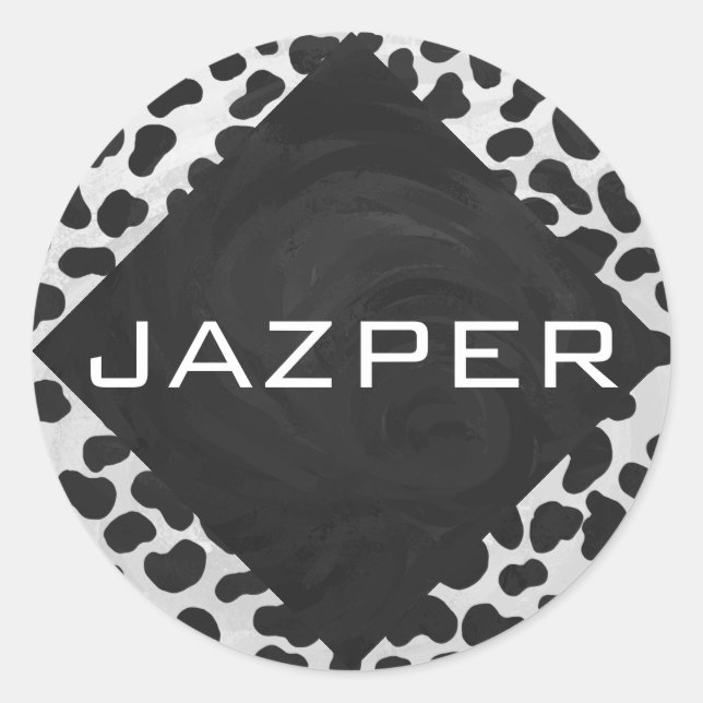 Sticker Rond Monographie dalmate noir et blanc (Devant)