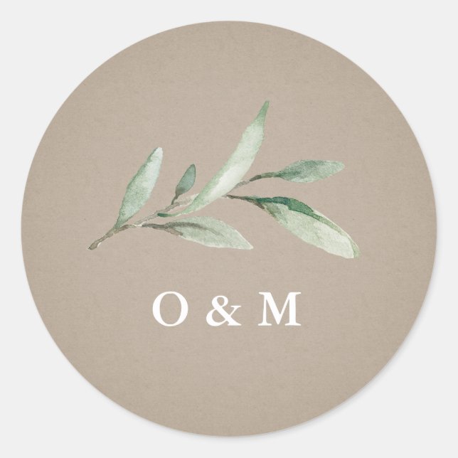 Sticker Rond Monographie de Kraft Simple rustique (Devant)