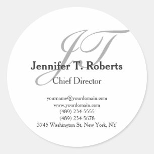 Sticker Rond Monographie de script gris clair moderne