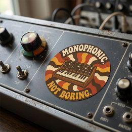 Sticker Rond Monophonique, pas ennuyeux – Synthé Nerd drôle