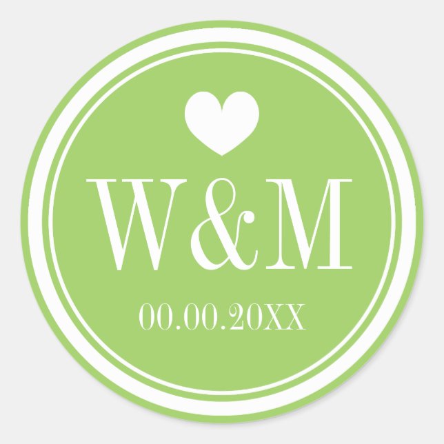 Sticker Rond Monostics de mariage ou sceaux vert chic citron (Devant)