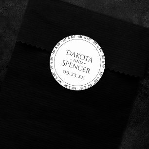 Sticker Rond Monsieur et Monsieur Simple Moderne Fête Noir et B