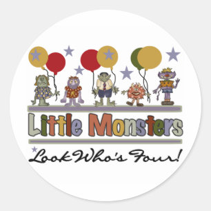 Sticker Rond Monster 4th Birthday Tshirts et cadeaux