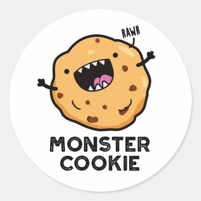 Sticker Rond Monster Cookie Funky Food Pun (Devant)