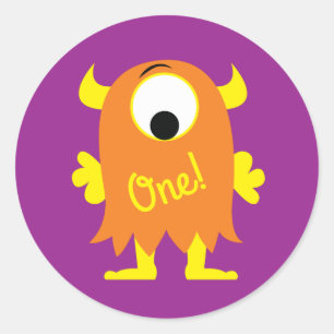 Sticker Rond Monster Cute Funny Anniversaire de enfant Party Th