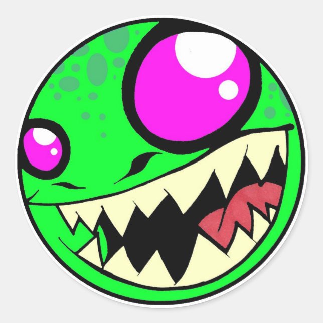 Sticker Rond Monster Green (Devant)