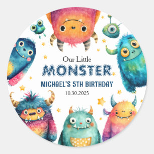 Sticker Rond Monster Mash Cute Cartoon pour enfants fête d'anni