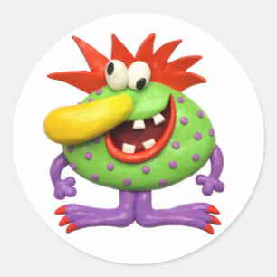 Sticker Rond Monster Party