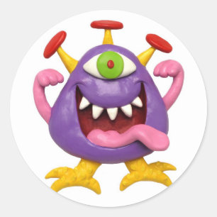Sticker Rond Monster Party