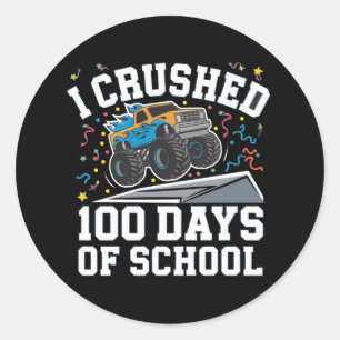 Sticker Rond Monstre camion 100 jours d'école 100ème jour d'éco