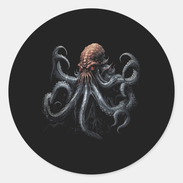 Sticker Rond Monstre de la mer d'Octopus Cracens merveilleux (Devant)