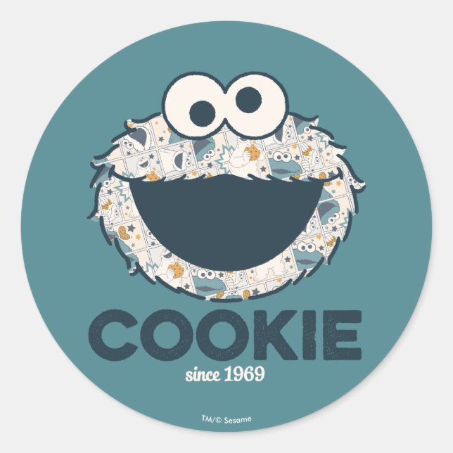 Sticker Rond Monstre des cookies | Amateur de cookies depuis 19 (Devant)