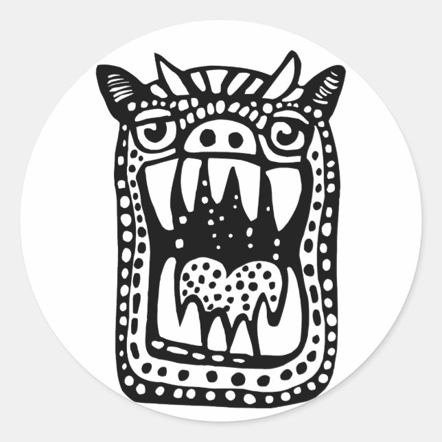 Sticker Rond Monstre d'horreur - Noir (Devant)