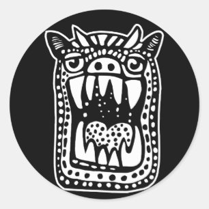 Sticker Rond Monstre d'horreur - Noir