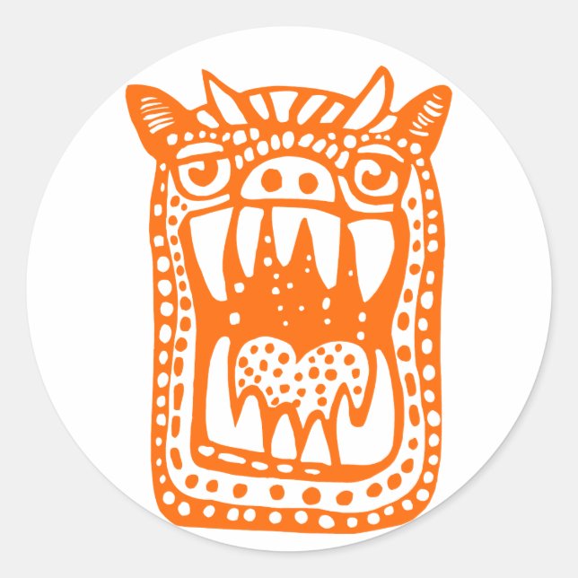 Sticker Rond Monstre d'horreur - Orange (Devant)