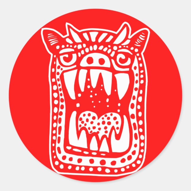 Sticker Rond Monstre d'horreur - Rouge (Devant)
