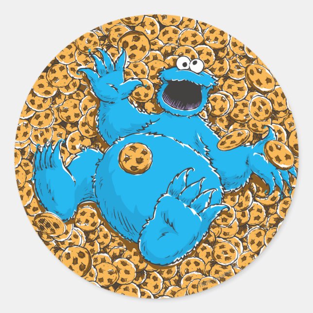 Sticker Rond Monstre et cookies vintages (Devant)
