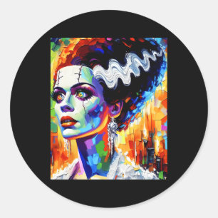 Sticker Rond Monstre Frankenstein Et Halloween Mariée Correspon